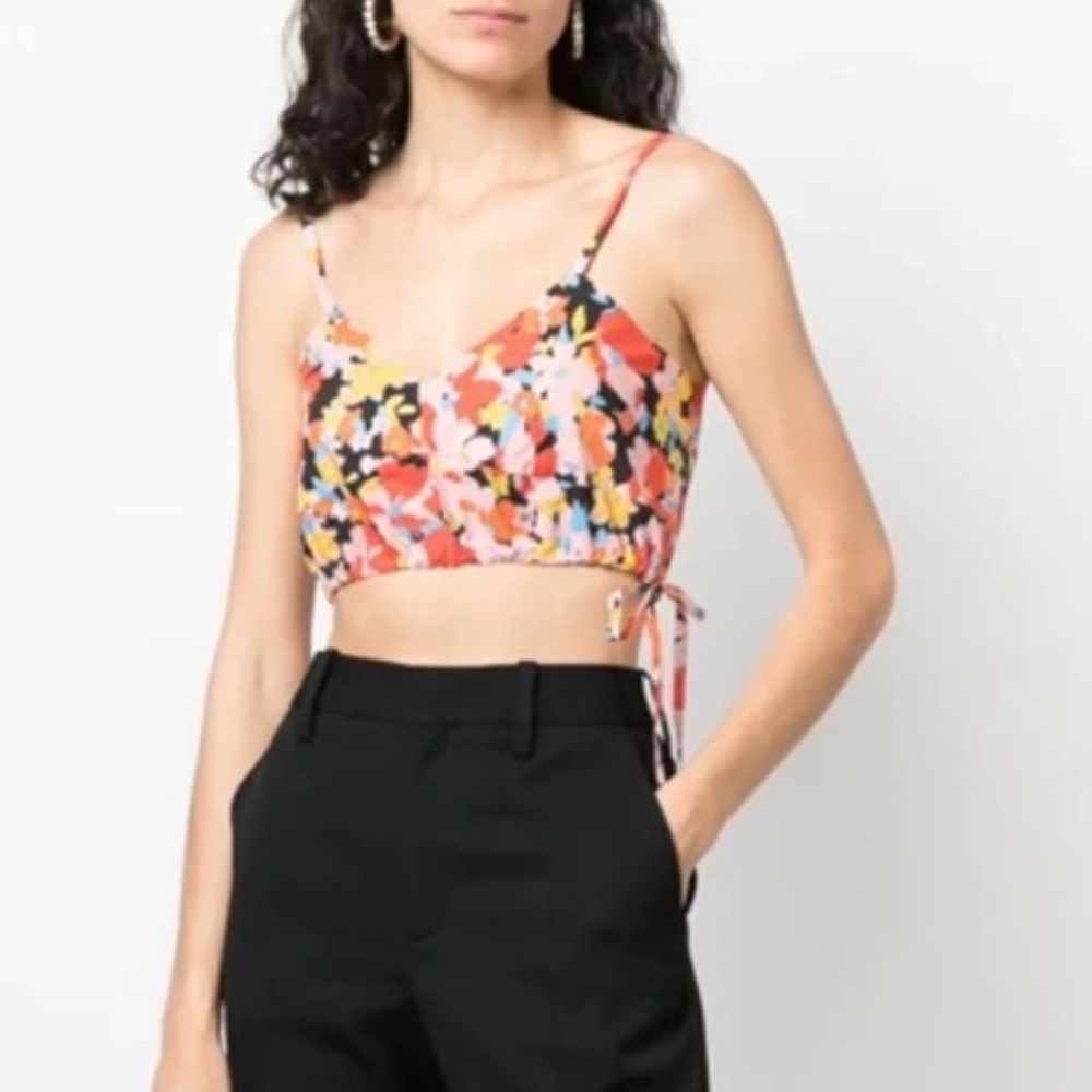 Plan C floral-print cotton cropped top